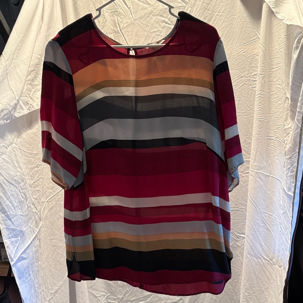H&M Red and Black Striped Blouse